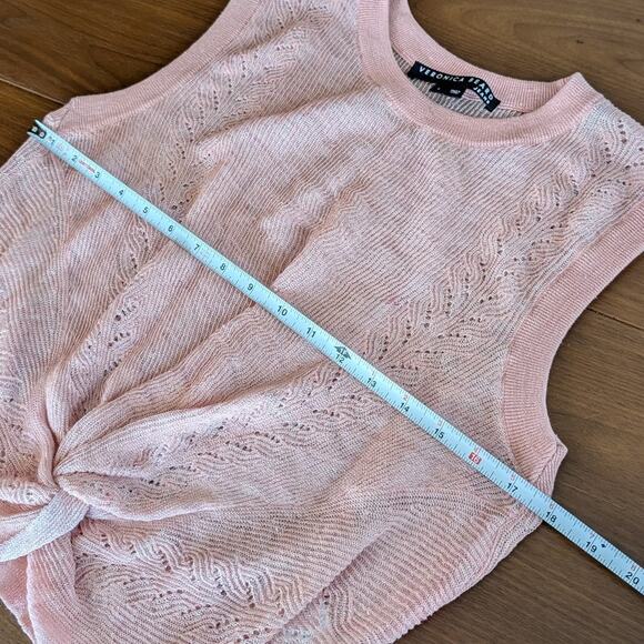 Veronica Beard Jeans Kellen Pink Knotted Linen Blend Tank Sleeveless Top, size L - Picture 5 of 8